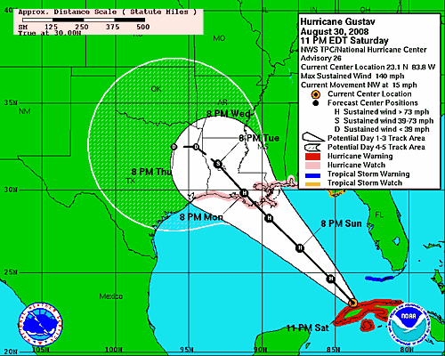 NHC 11 pm Gustav