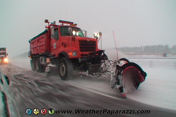 Pacing a snowplow footage.