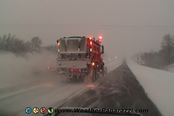 Winter storm footage and snow plow